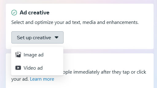 Ad creative setup