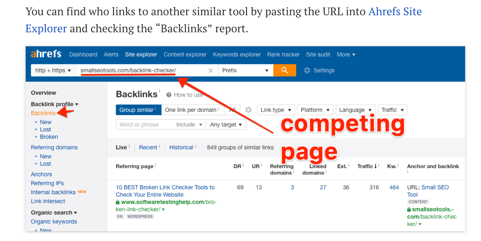 Ahrefs tool