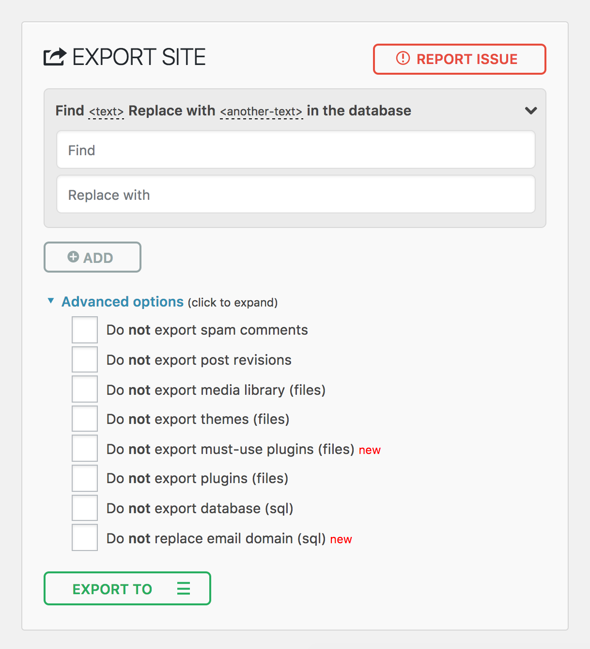 All in one WP migration