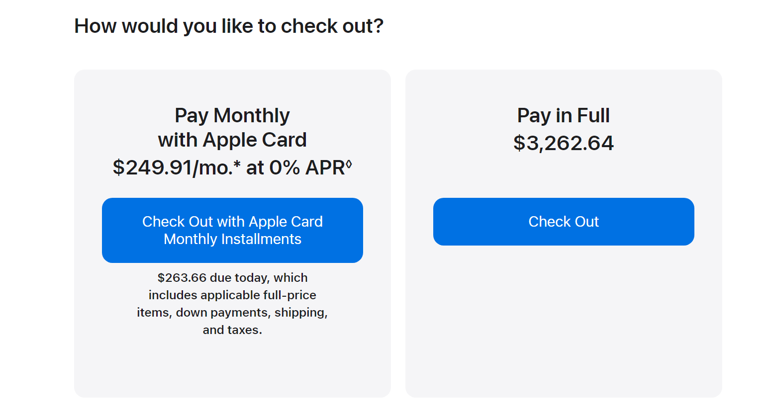 Apple check out options