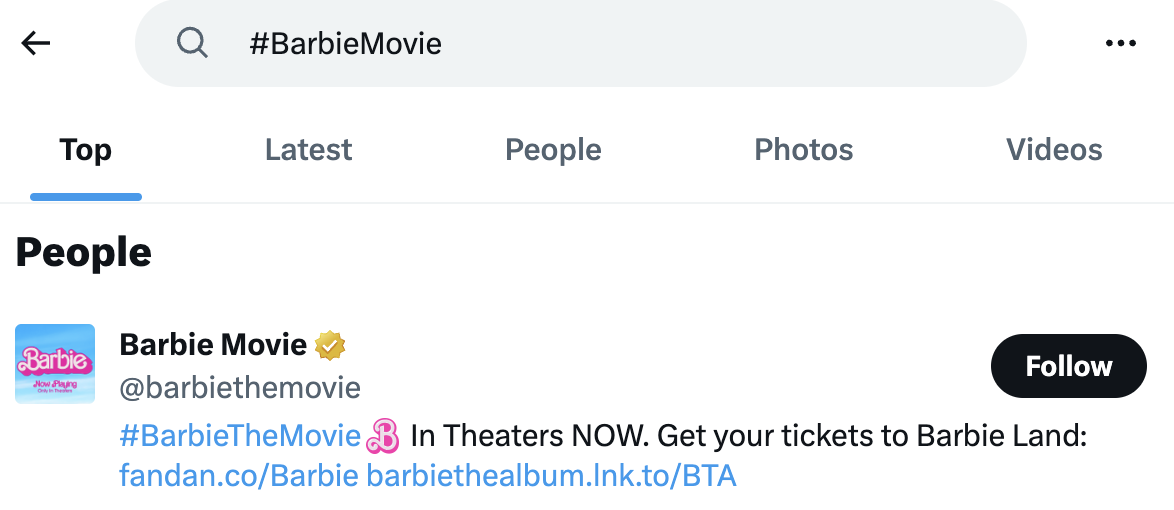Barbie movie hashtag emoji