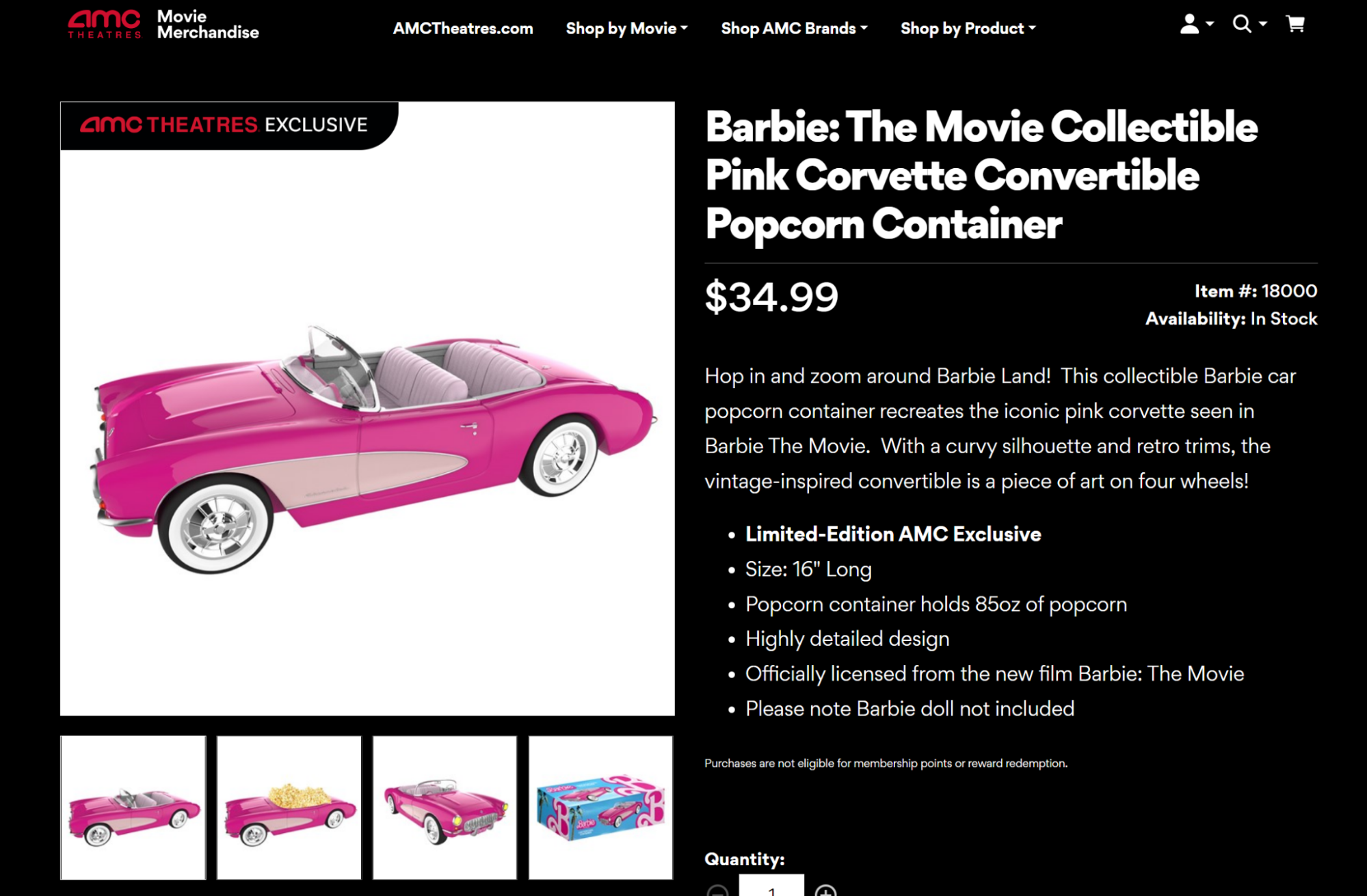 Barbie movie merch from amc