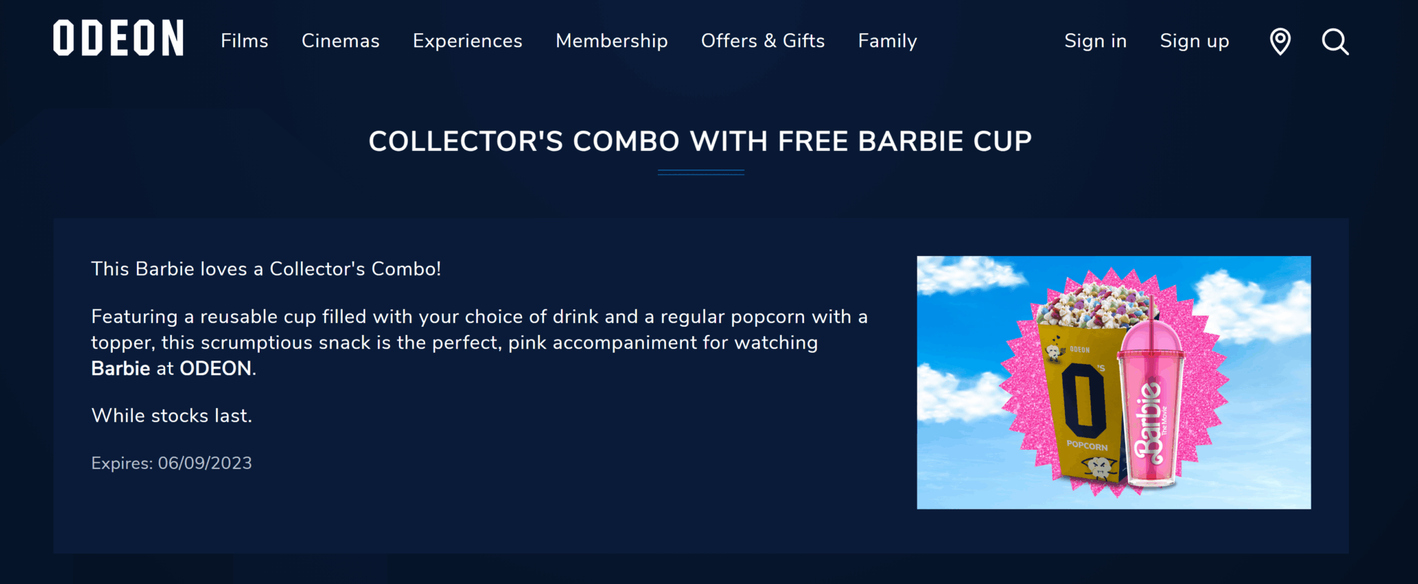 Barbie movie merch from odeon
