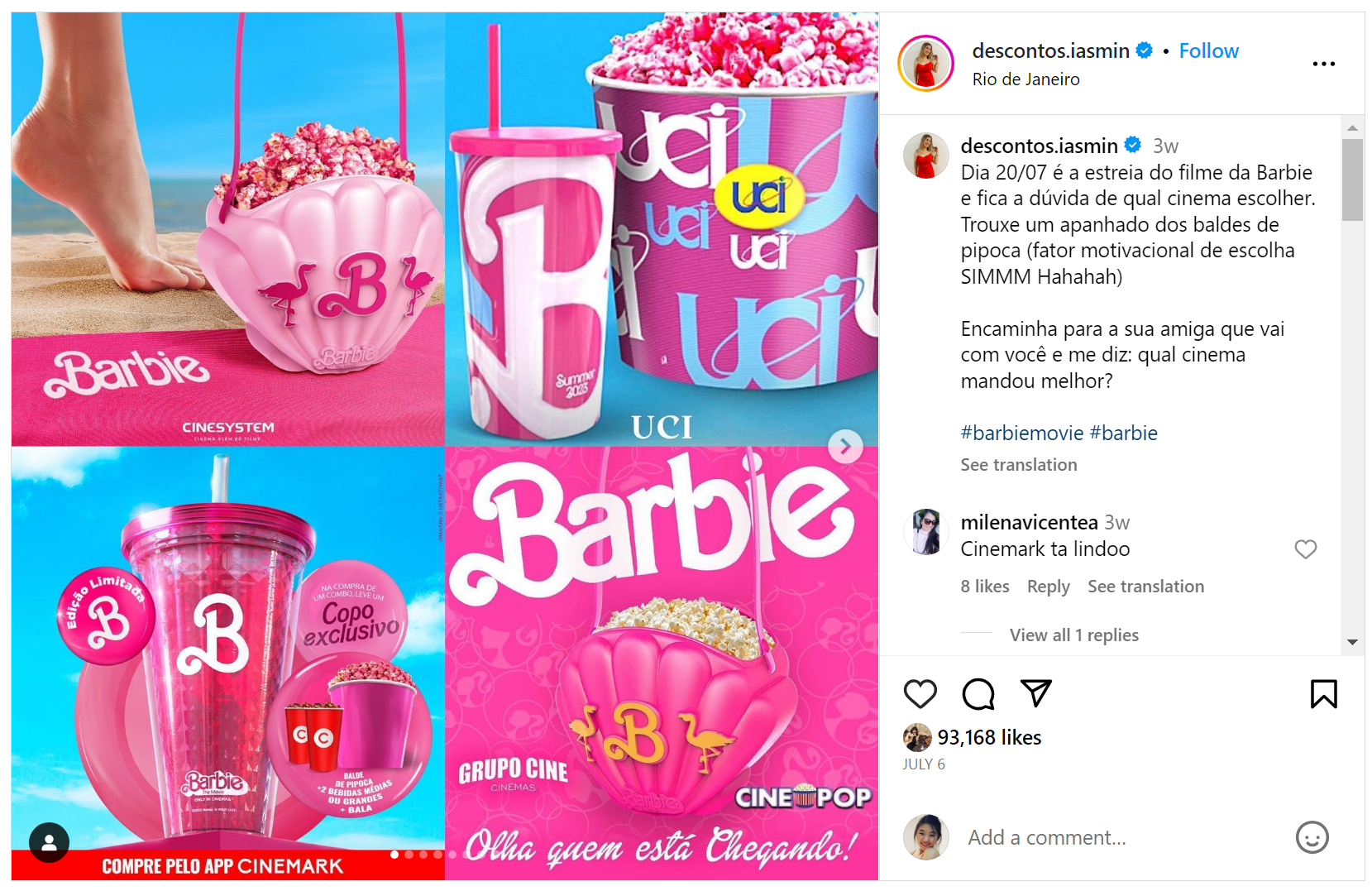 Barbie movie merch in rio