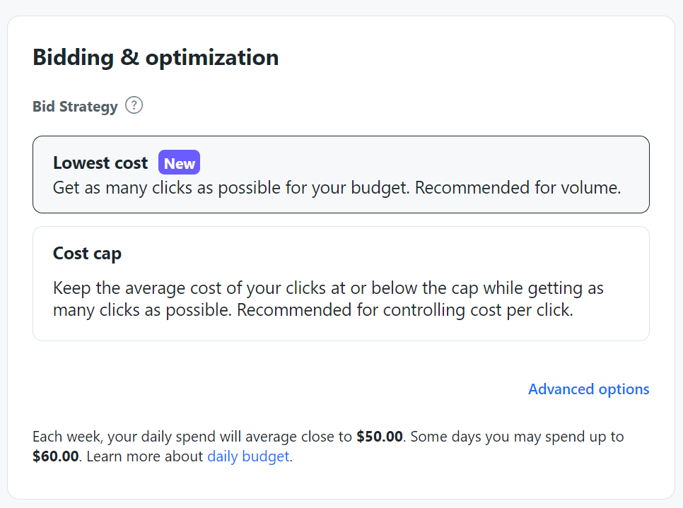Bid settings