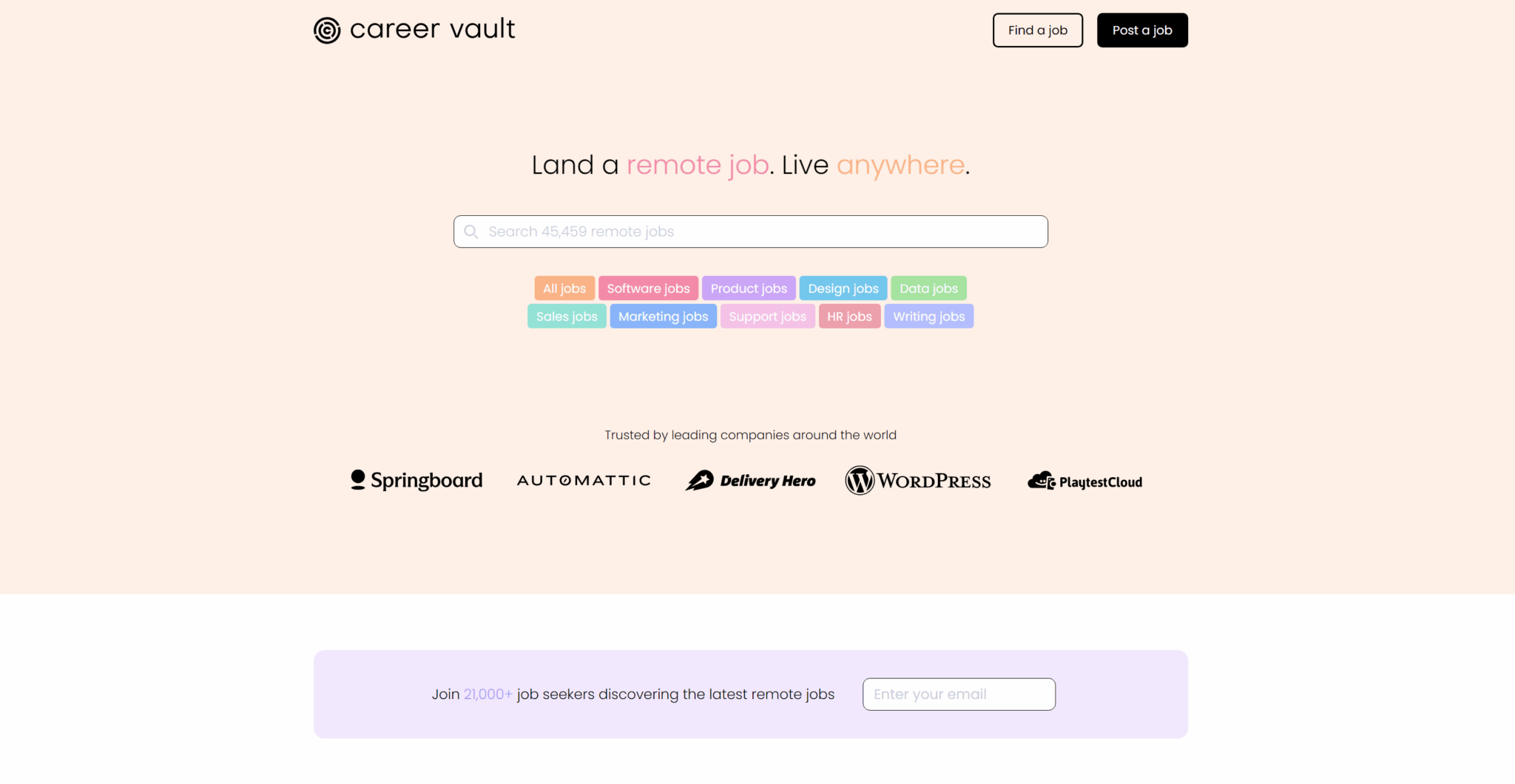 Career Vault find remote marketing jobs