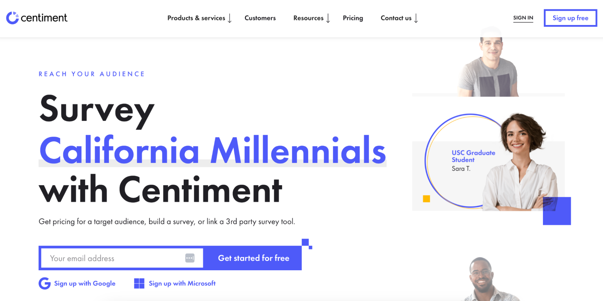 Centiment homepage