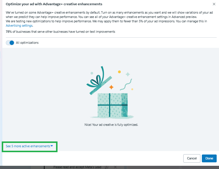 check active enhancements