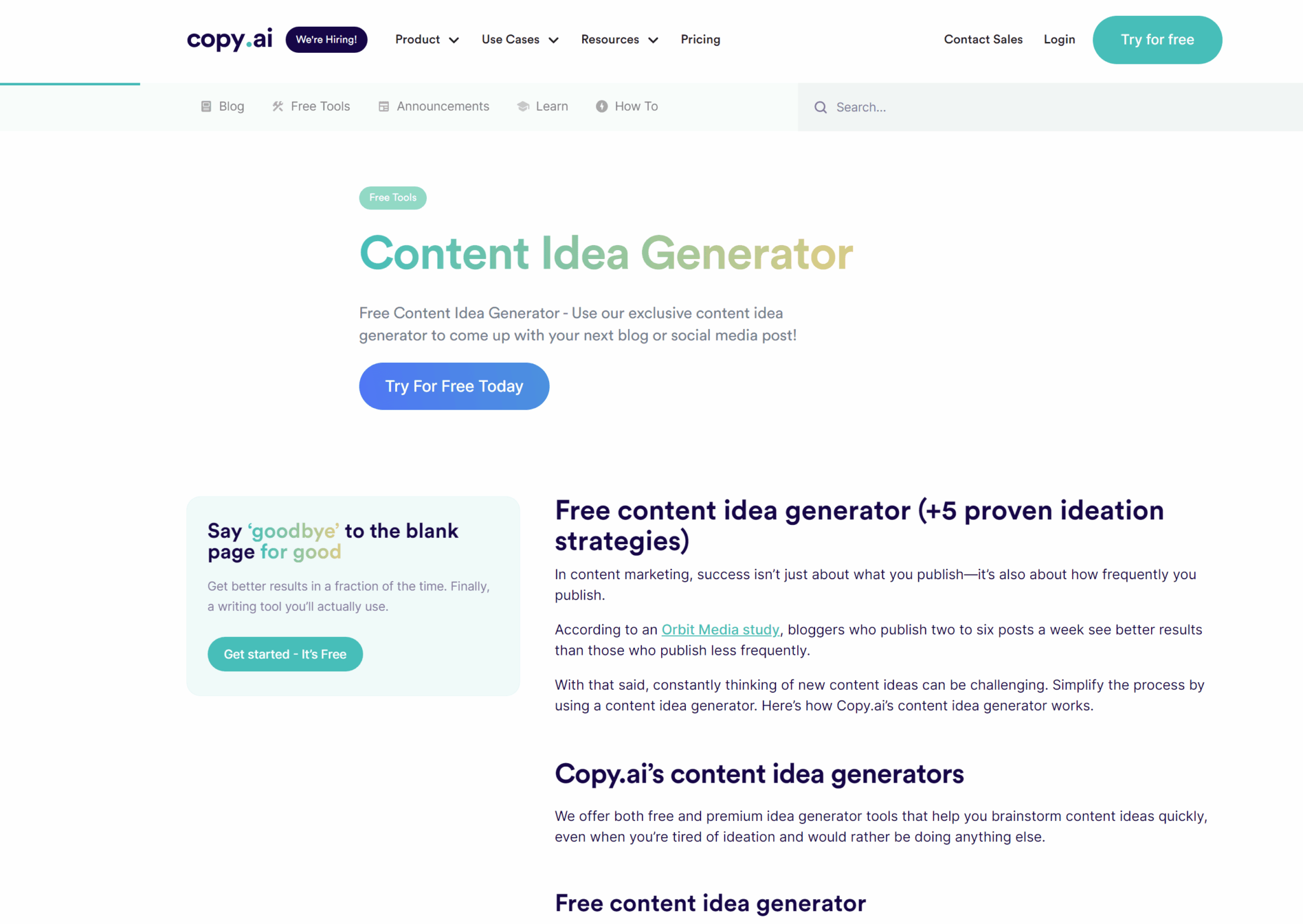 Content idea generator