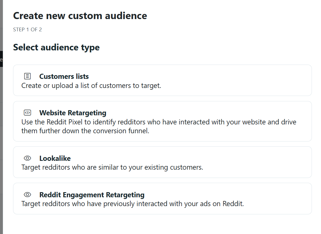 Custom audience types