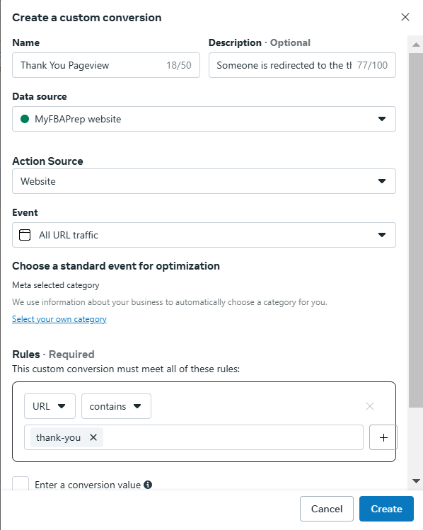 Custom conversion form