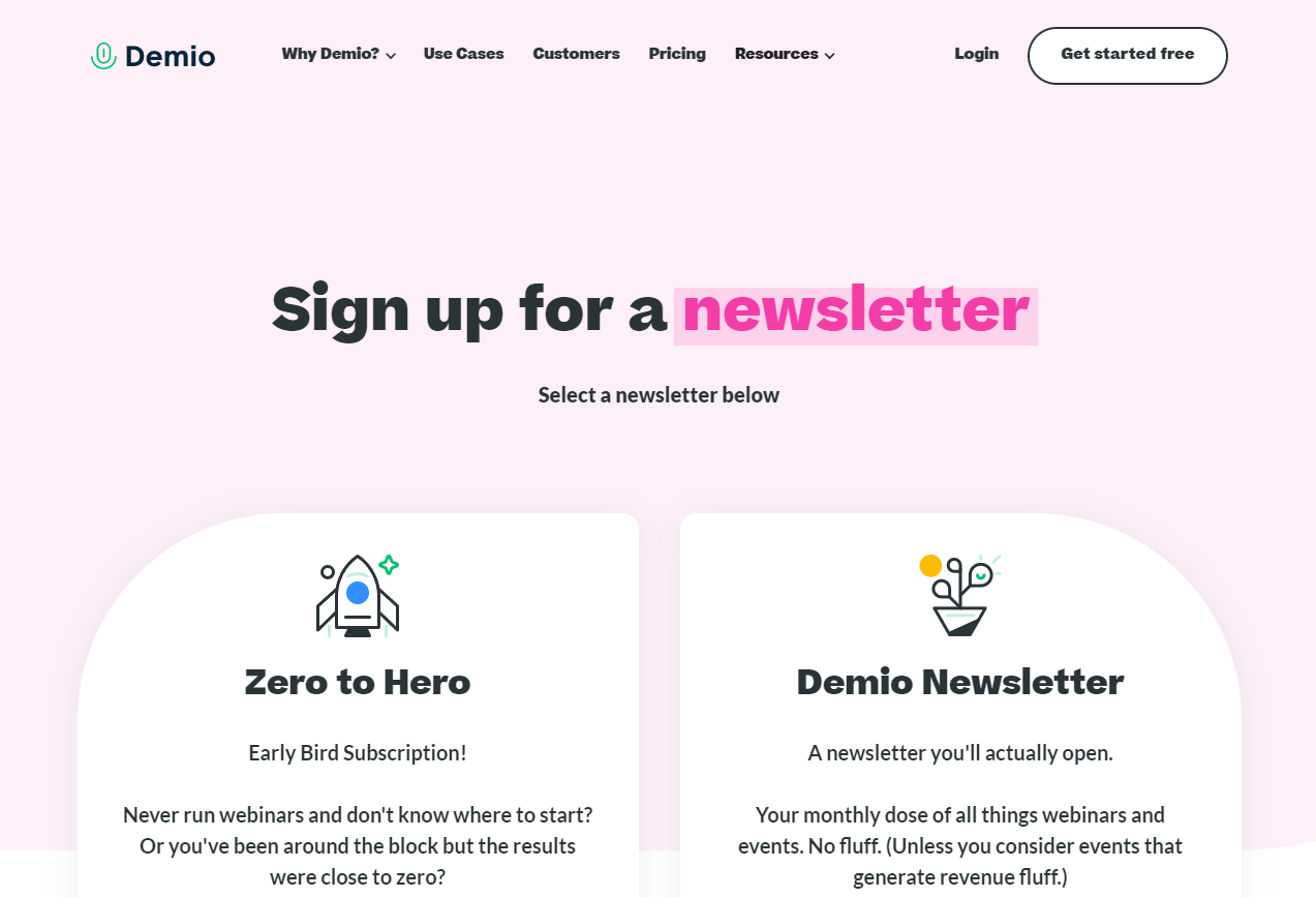 Demio newsletters