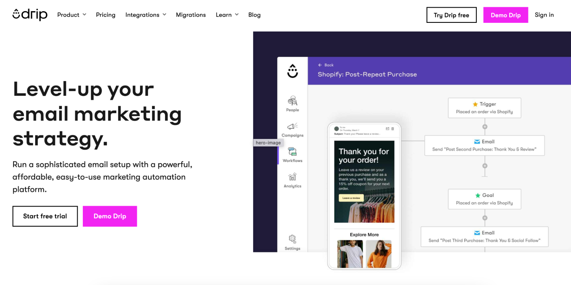 Drip homepage