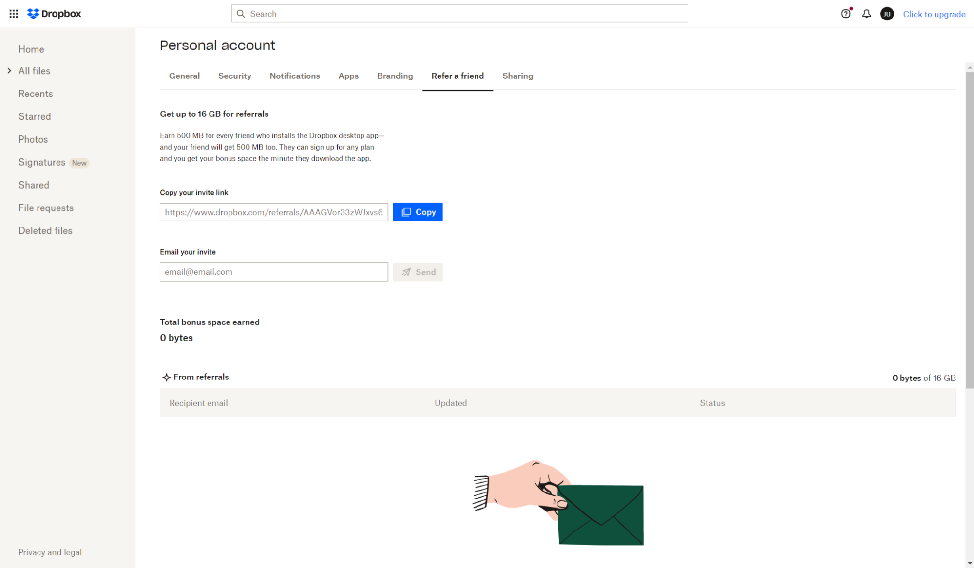 Dropbox referrals