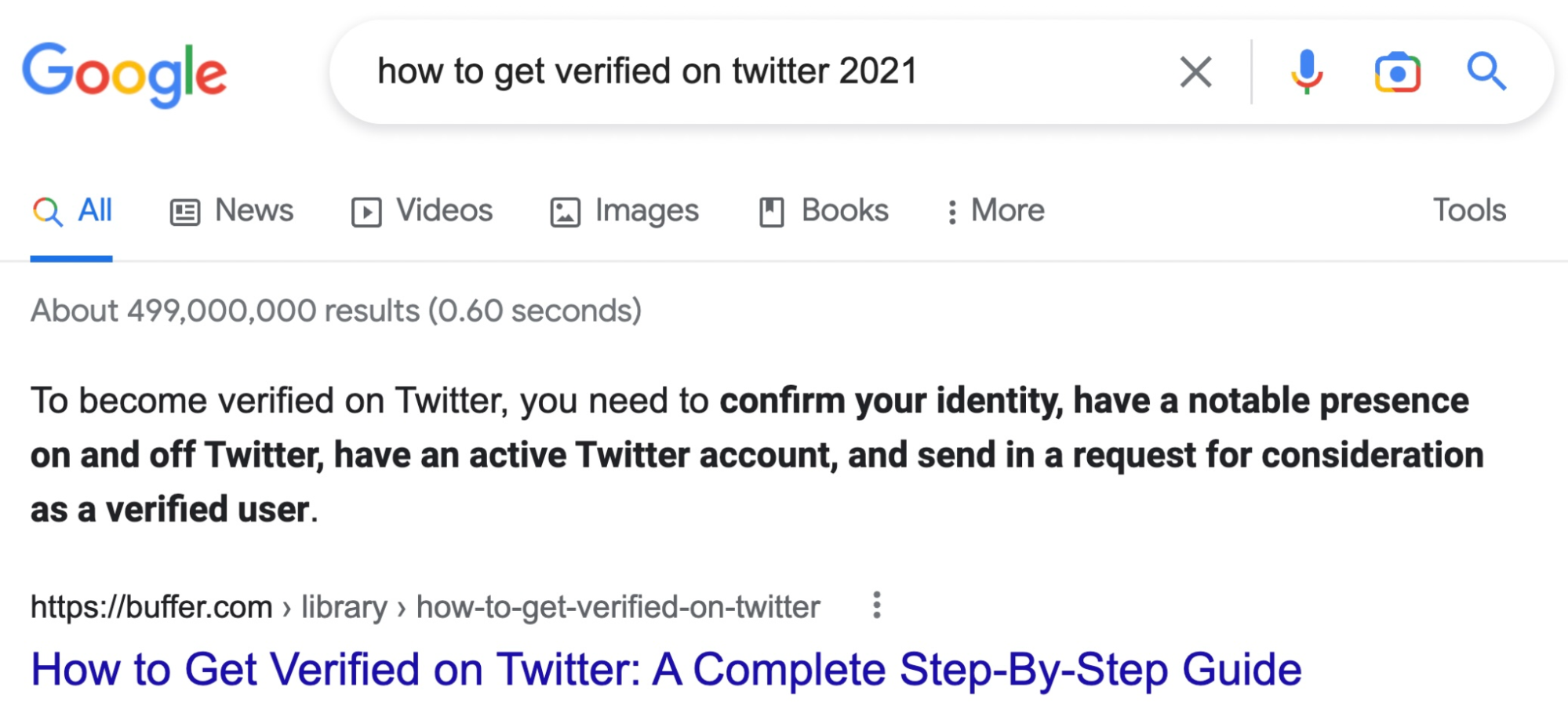 Featured snippet example