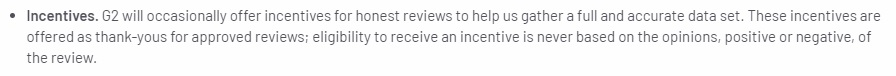 G2 community guidelines for incentives