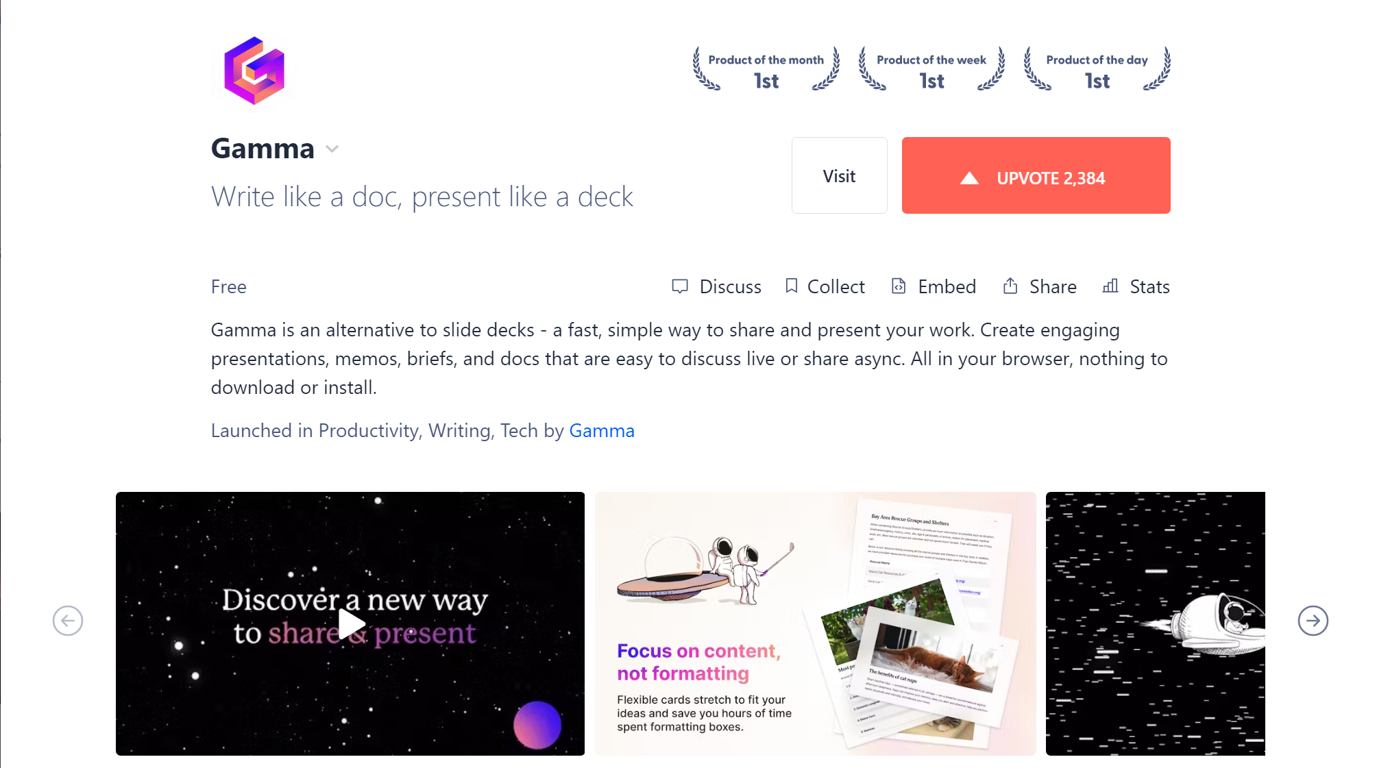 Gamma on Producthunt