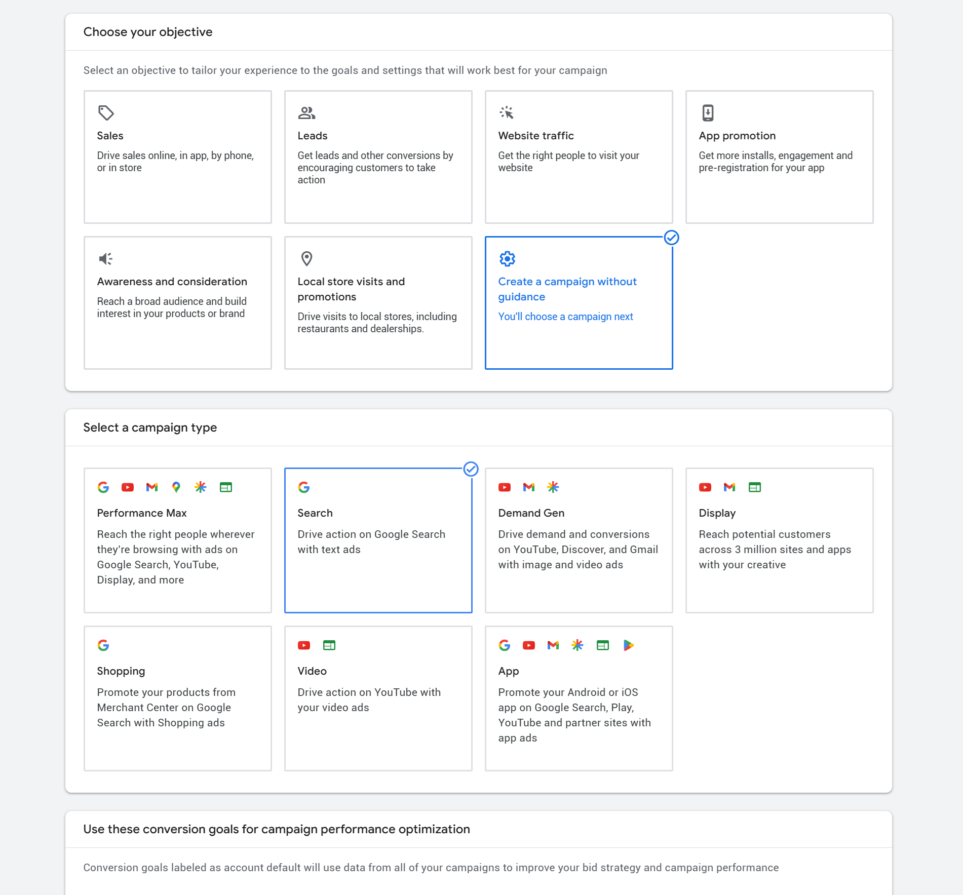 Campaign objective and type