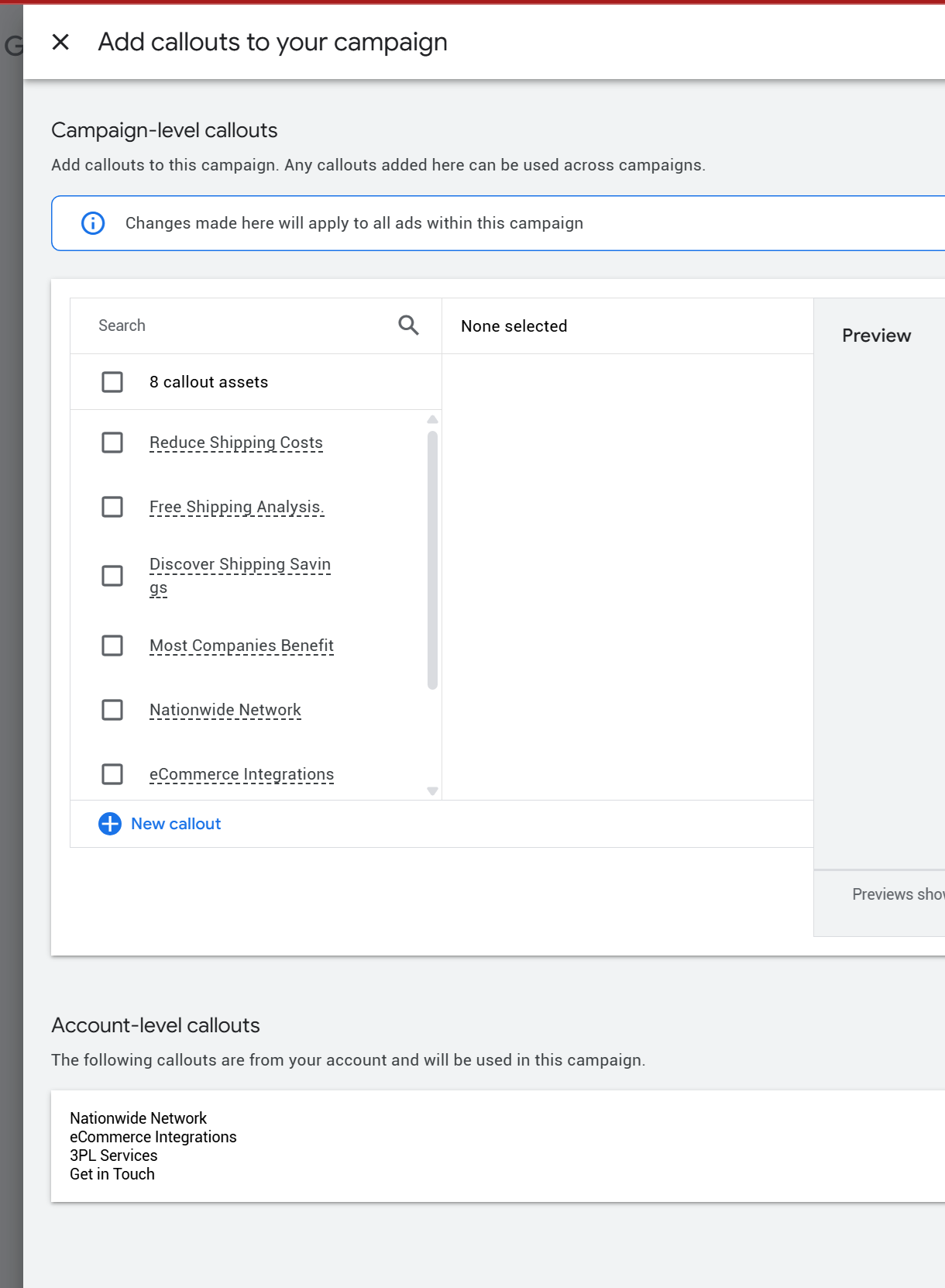 How to add a callout to a Google ad