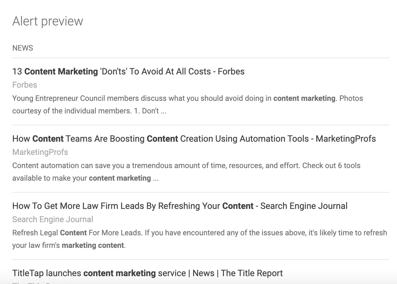 Google alerts