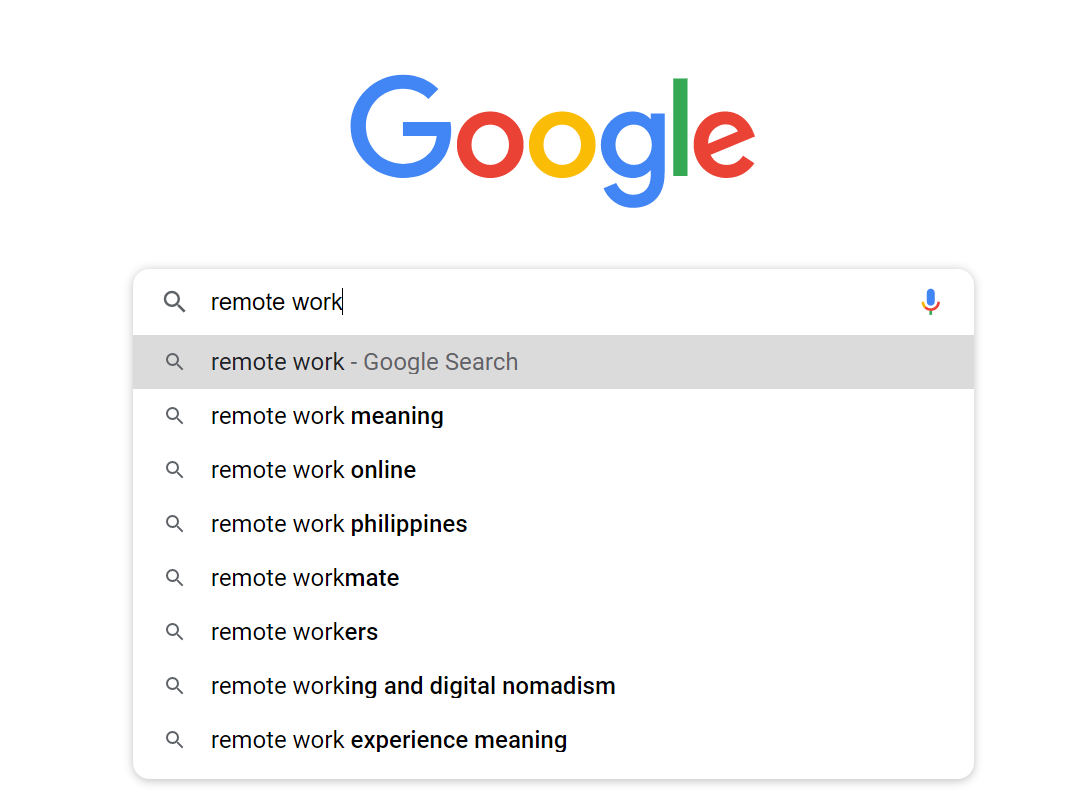 Google auto-filled results