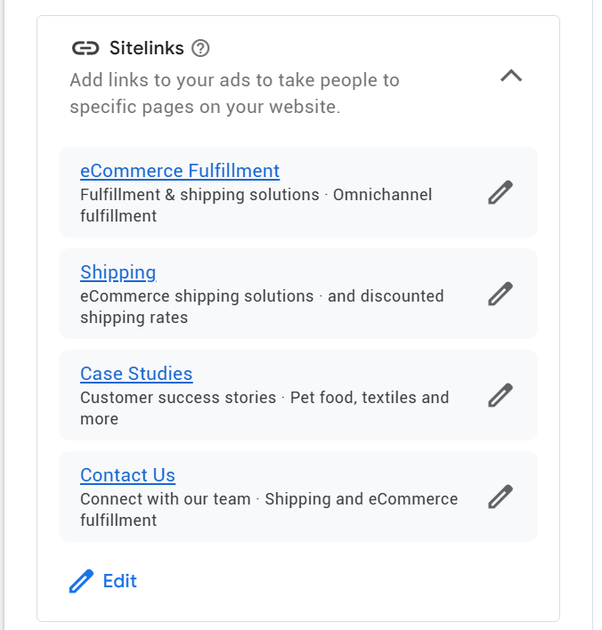 Where to add sitelinks to your Google search ads