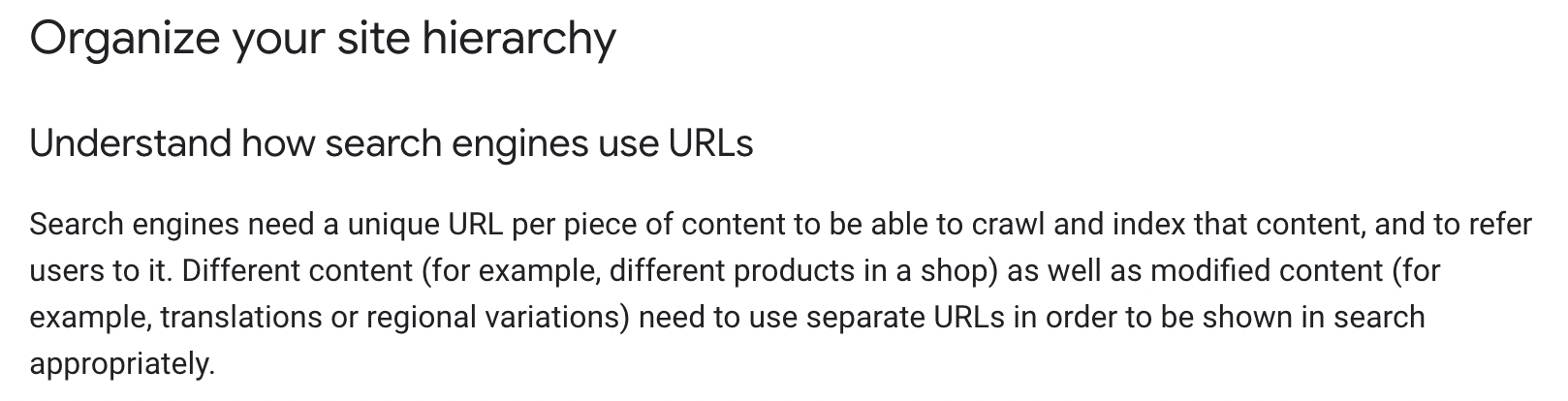 Google states the importance of URLs to ensure search engines find your content