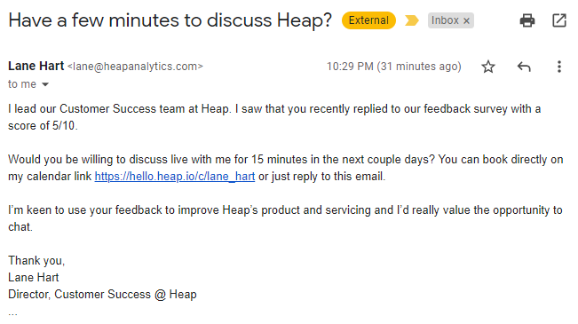 Heap request for a feedback call