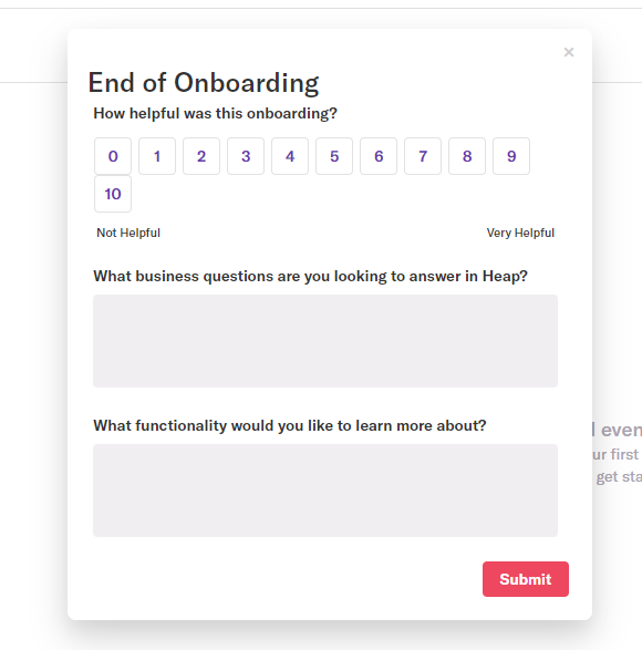 Heap end of onboarding message