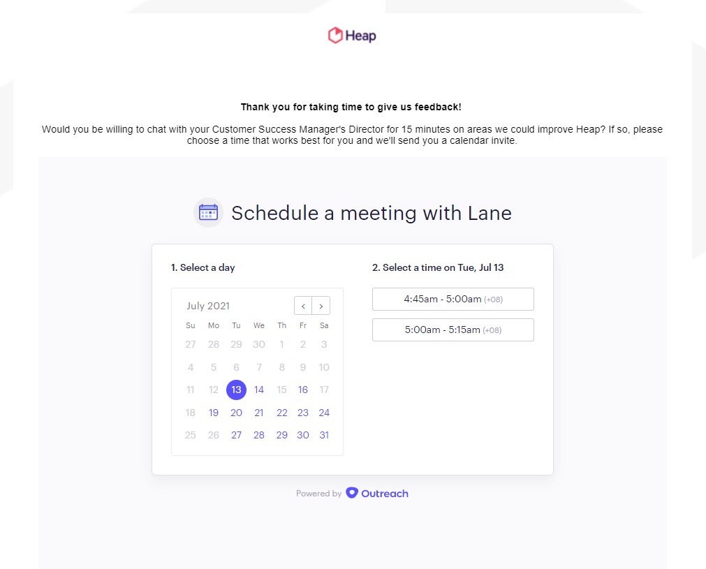 Heap post-survey CTA
