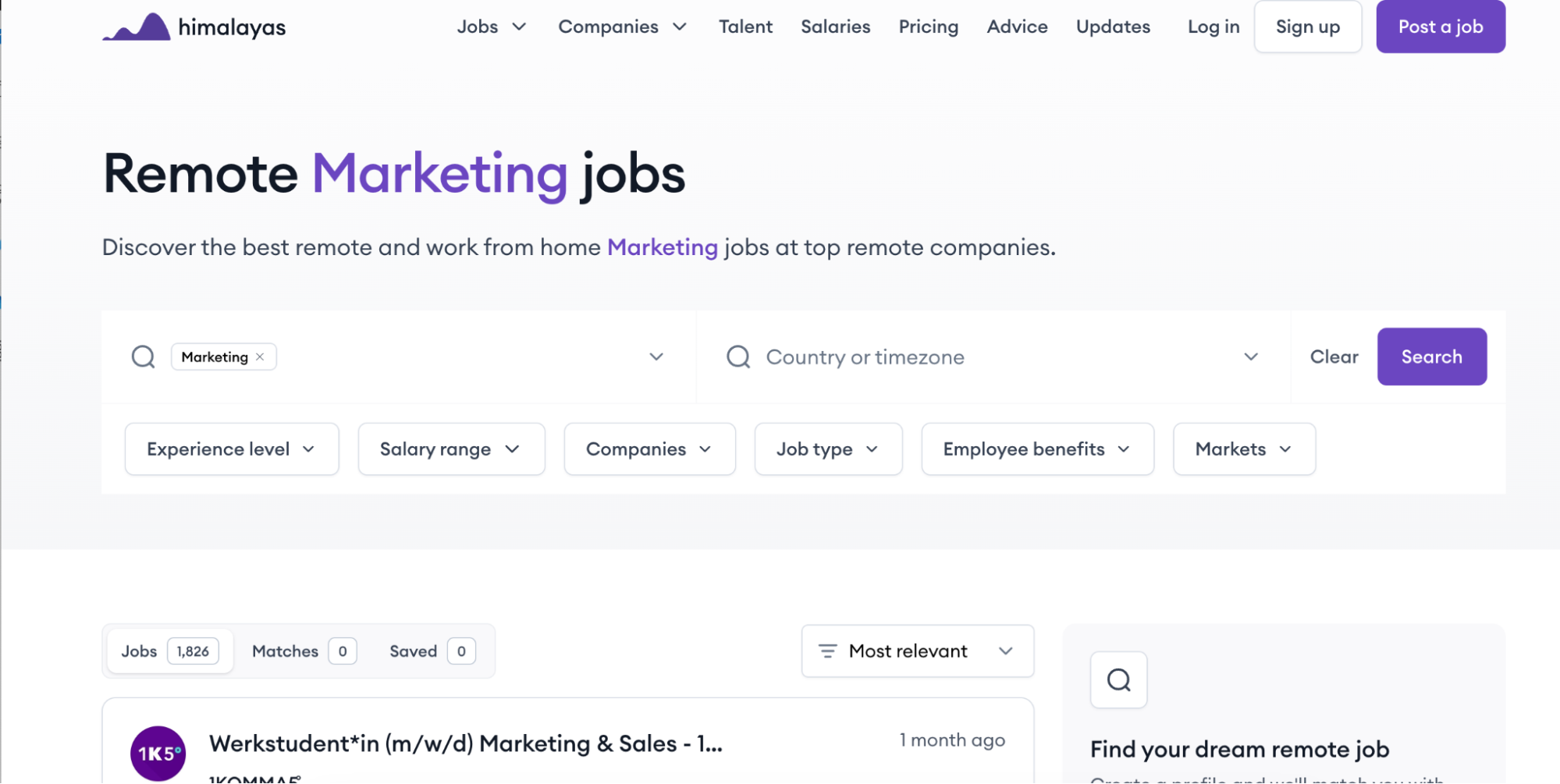 Himalayas remote marketing jobs