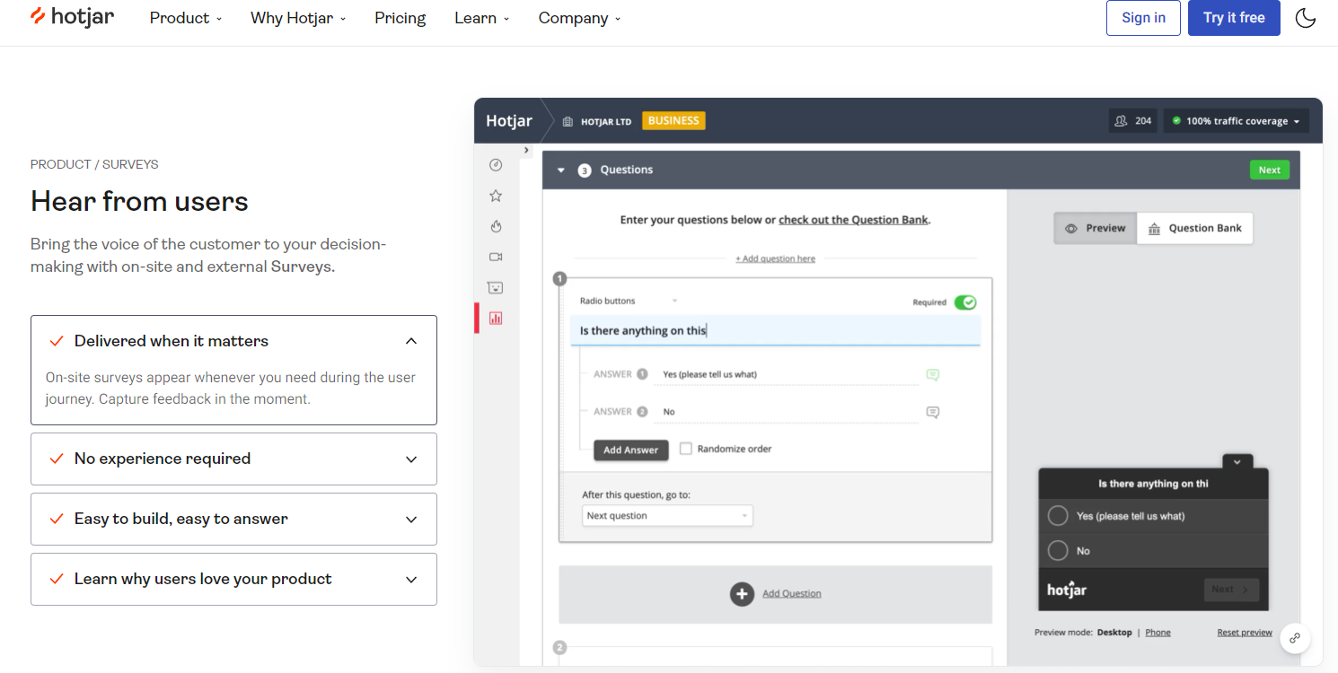 HotJar Surveys