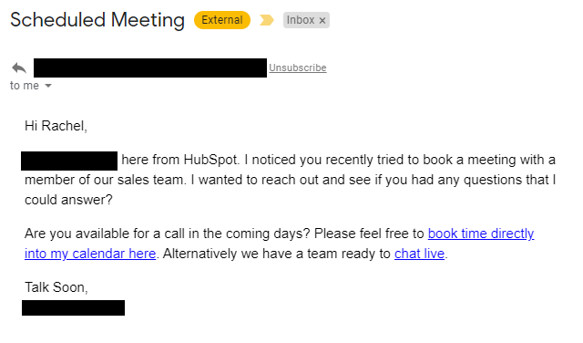 HubSpot meeting followup