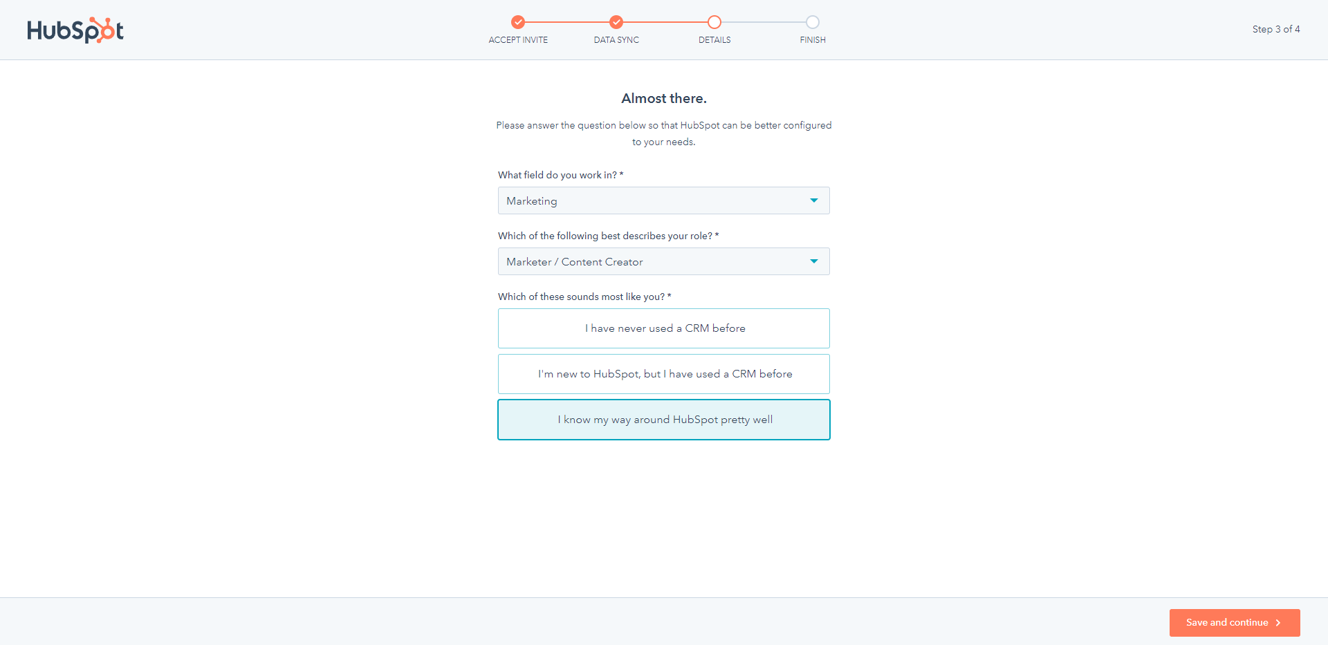 HubSpot onboarding experience