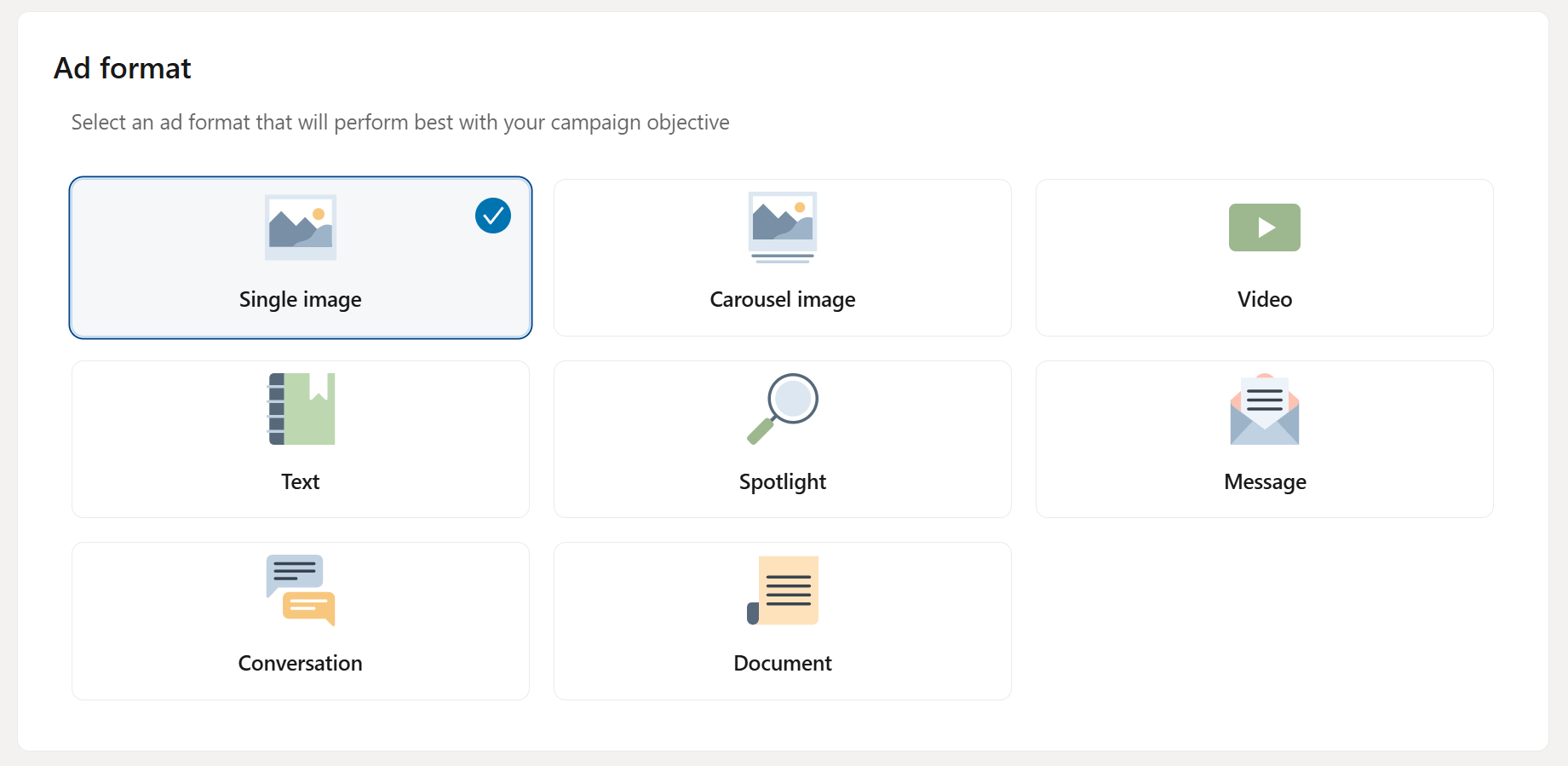 LinkedIn Ad format options