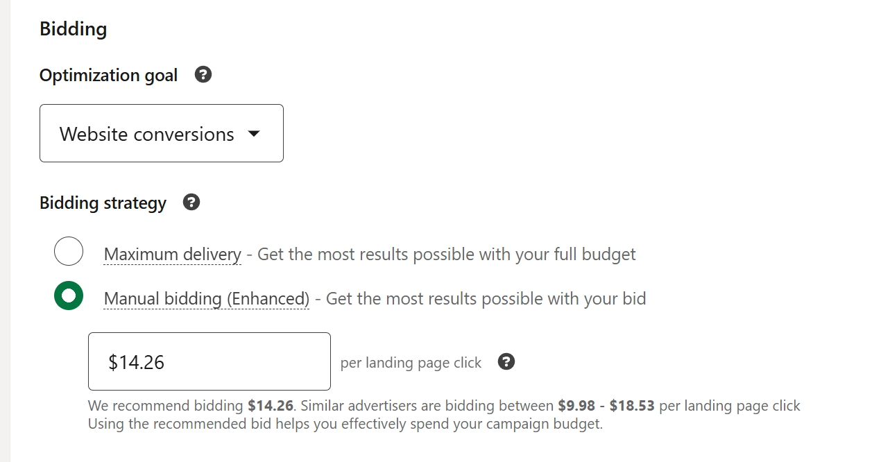 LinkedIn ad bidding