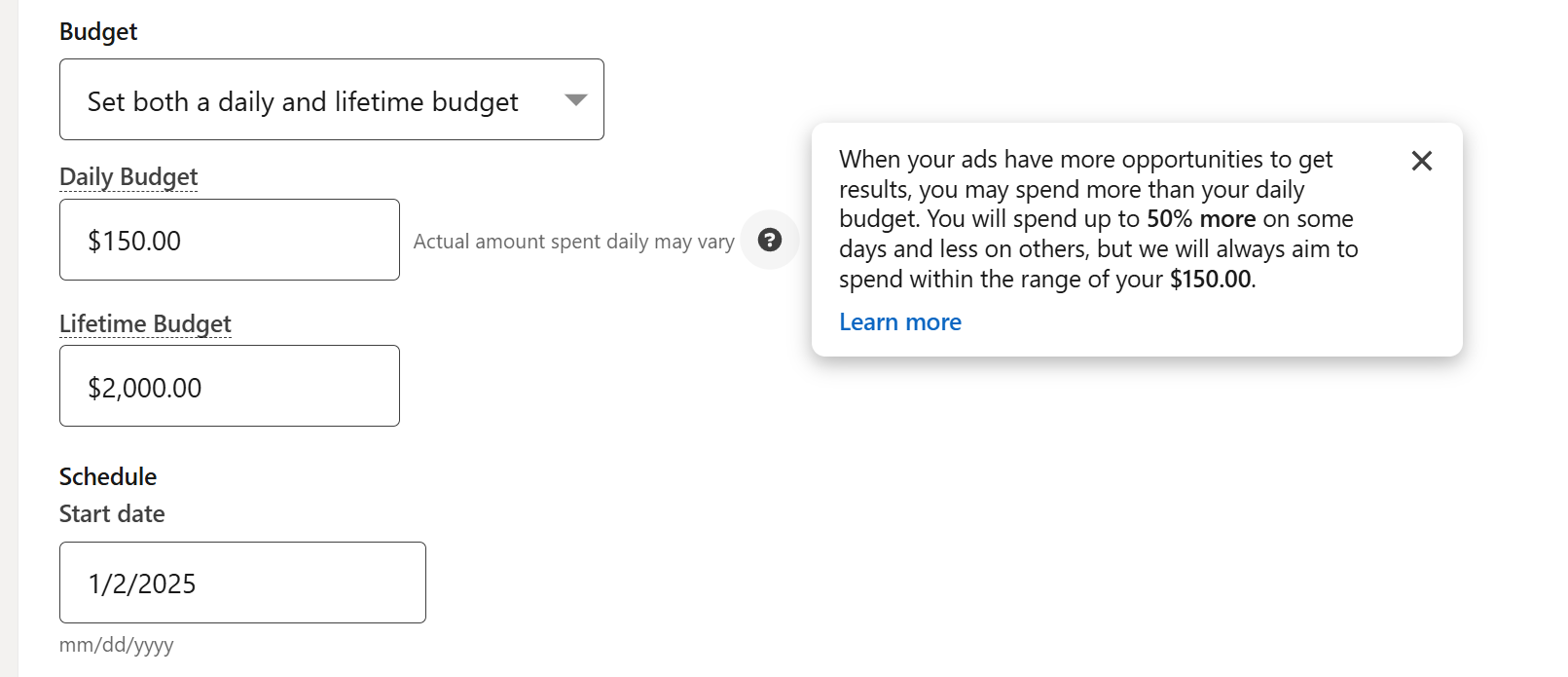 LinkedIn ad budget