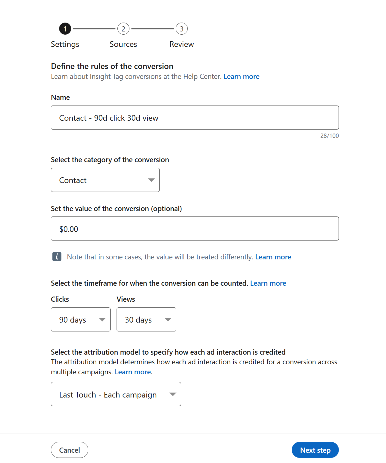 LinkedIn ad conversion definition
