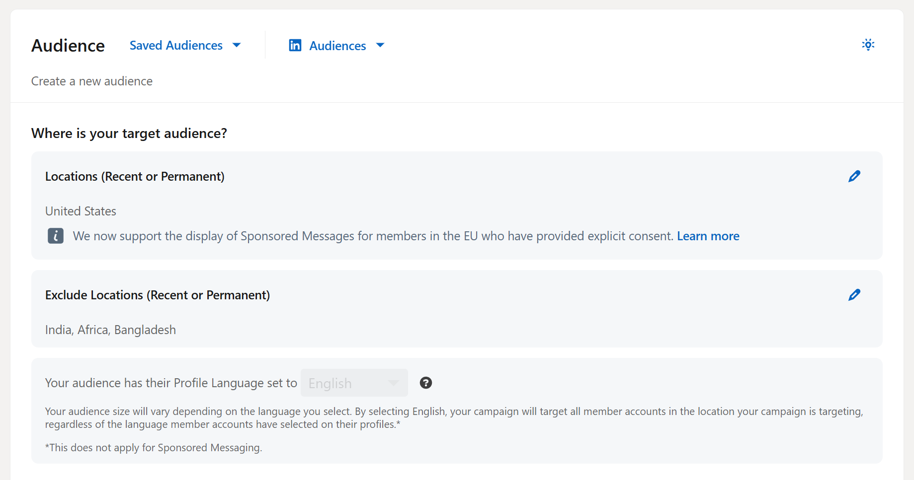 LinkedIn ads audience targeting exclusions