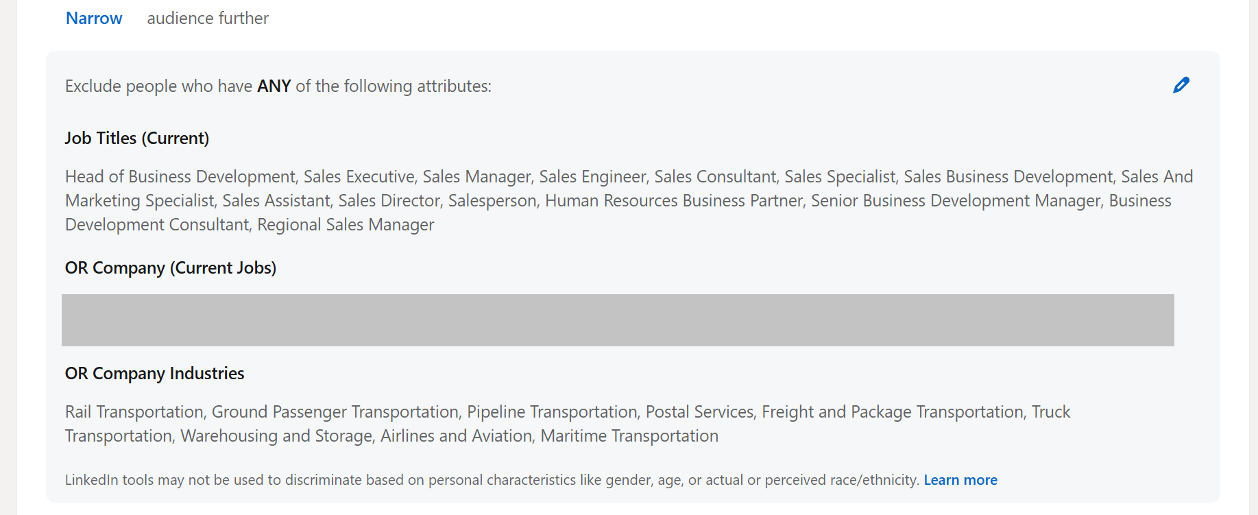 LinkedIn ads narrow audience