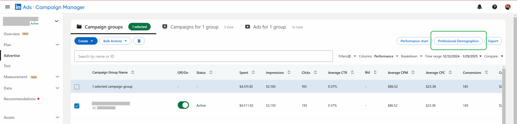 LinkedIn demographics for exclusions