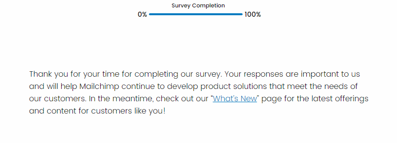 MailChimp product survey completion