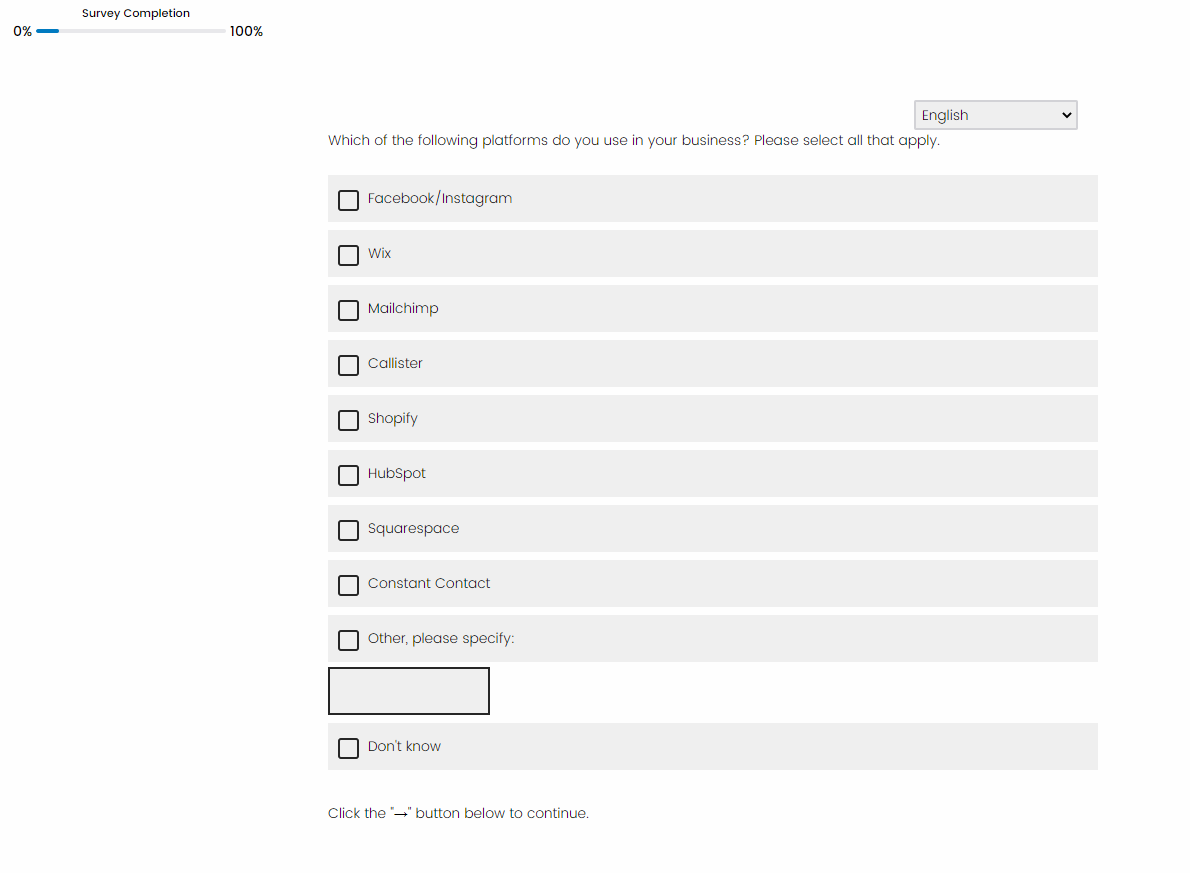 MailChimp product survey
