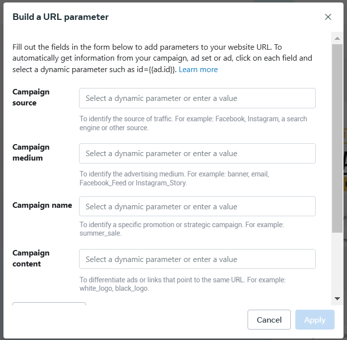 Meta UTM builder