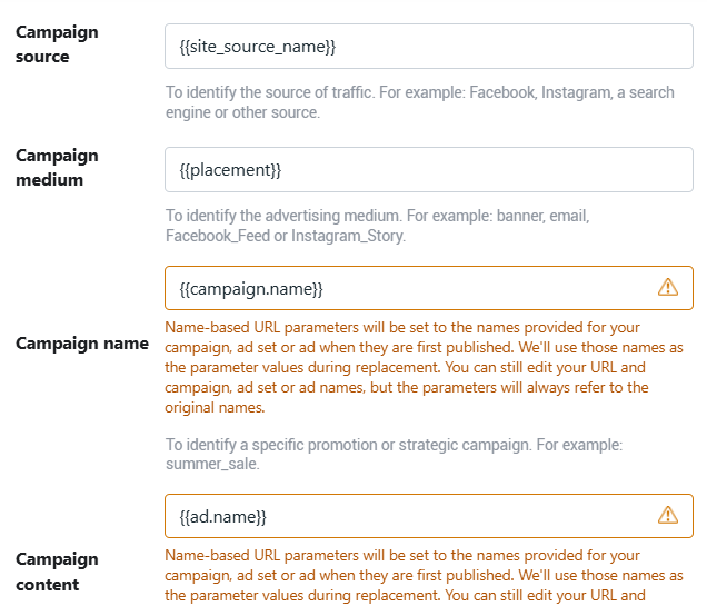 Meta ad parameter selection