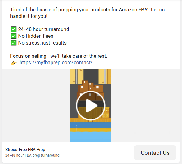 Preview of a meta ad