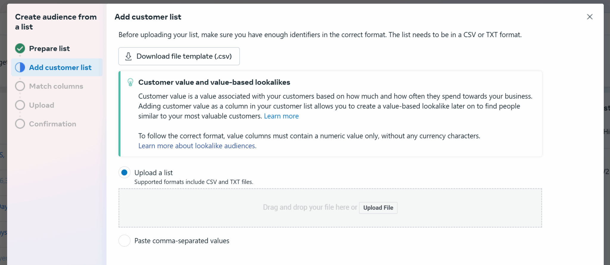 Meta ads - Customer list upload