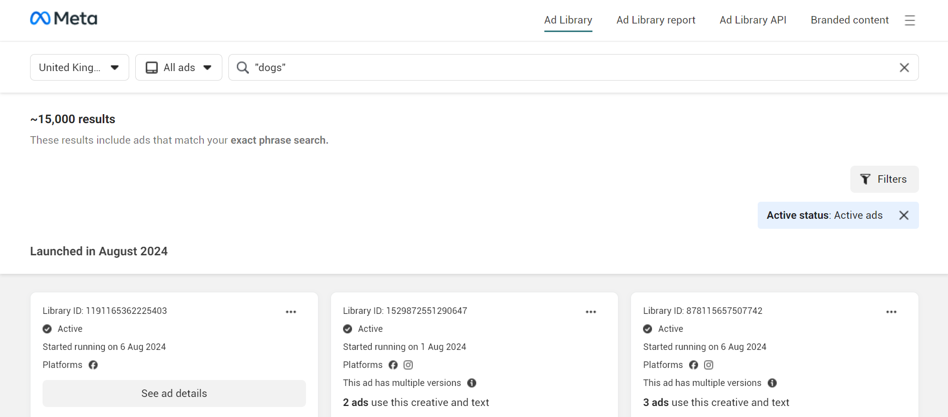 Meta ads library