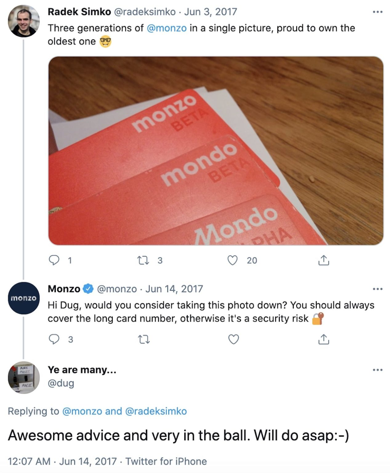 Monzo team on social