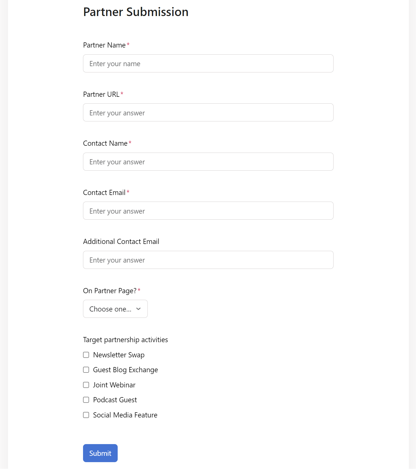 New partner submission form